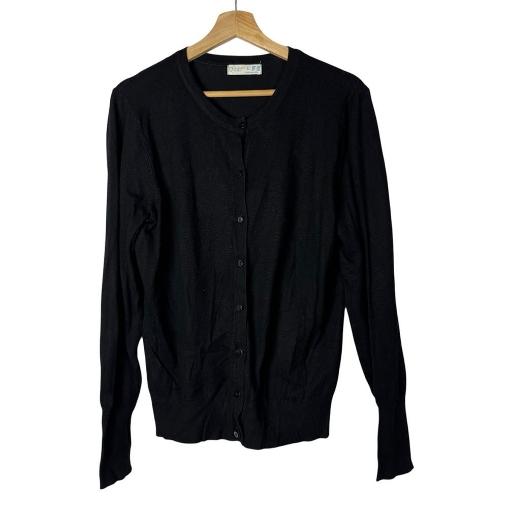 Primark Girls Black Crewneck Button Down Cardigan Sweater L